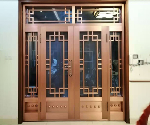 工程案例YB-夏津别墅纯铜玻璃门